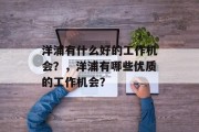 洋浦有什么好的工作机会？，洋浦有哪些优质的工作机会？