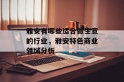 雅安有哪些适合做生意的行业,雅安特色商业领域分析