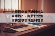 内贸行业如何通过什么来赚钱？，内贸行业如何转型以实现盈利增长？