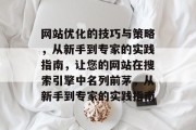 网站优化的技巧与策略，从新手到专家的实践指南，让您的网站在搜索引擎中名列前茅，从新手到专家的实践指南