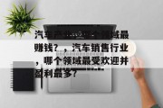 汽车产业，哪个领域最赚钱？，汽车销售行业，哪个领域最受欢迎并盈利最多?