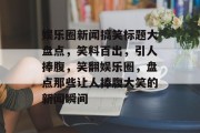 娱乐圈新闻搞笑标题大盘点，笑料百出，引人捧腹，笑翻娱乐圈，盘点那些让人捧腹大笑的新闻瞬间