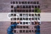 在中国这个拥有5000多年文明历史的国家里,各行各业都有着各自独特的财富创造者。然而,哪个行业能为我们提供最为稳定和持久的收入来源呢?答案可能是科技领域。,科技产业,稳定且持久的收入来源 在中国这个拥有5000多年文明历史的国家里,各行各业都有着各自独特的财富创造者。然而,哪个行业能为我们提供最为稳定和持久的收入来源呢?答案可能是科技领域。,科技产业,稳定且持久的收入来源