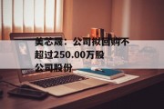 美芯晟：公司拟回购不超过250.00万股公司股份