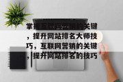 掌握互联网营销的关键，提升网站排名大师技巧，互联网营销的关键，提升网站排名的技巧