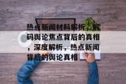 热点新闻材料解析，解码舆论焦点背后的真相，深度解析，热点新闻背后的舆论真相