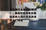 现在做什么业务能赚钱?,最有可能带来长期稳定收入的行业及其推荐入门项目 现在做什么业务能赚钱?,最有可能带来长期稳定收入的行业及其推荐入门项目