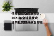俄罗斯社交网站排名，2021年全球最受欢迎的社交媒体平台排名