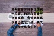 贵州省体育赛事活动安全监管，构建和谐安全体育环境，贵州体育赛事安全监管升级，共筑和谐安全体育生态