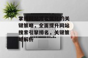 掌握网站排名优化的关键策略，全面提升网站搜索引擎排名，关键策略解析
