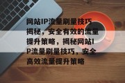 网站IP流量刷量技巧揭秘，安全有效的流量提升策略，揭秘网站IP流量刷量技巧，安全高效流量提升策略