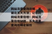 网站流量查询攻略，掌握这五大方法，让你的网站流量倍增！网站流量倍增秘籍，五大流量查询攻略全解析