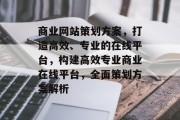 商业网站策划方案，打造高效、专业的在线平台，构建高效专业商业在线平台，全面策划方案解析