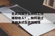 在武冈做什么样的工作赚取收入？，如何通过各种方式在武冈赚钱