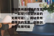 揭秘贵州最赚钱的生意！一起探讨投资创业的无限可能！，揭秘贵州最赚钱的生意，创新创业的无限可能