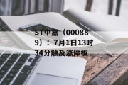 ST中嘉（000889）：7月1日13时34分触及涨停板
