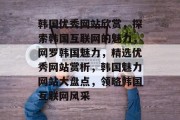 韩国优秀网站欣赏，探索韩国互联网的魅力，网罗韩国魅力，精选优秀网站赏析，韩国魅力网站大盘点，领略韩国互联网风采