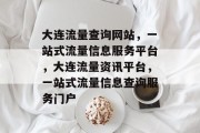 大连流量查询网站，一站式流量信息服务平台，大连流量资讯平台，一站式流量信息查询服务门户