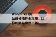 WordPress网站维修插件全攻略，让你的网站焕然一新！