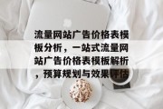 流量网站广告价格表模板分析，一站式流量网站广告价格表模板解析，预算规划与效果评估