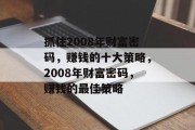 抓住2008年财富密码，赚钱的十大策略，2008年财富密码，赚钱的最佳策略
