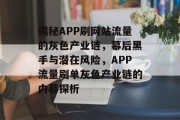 揭秘APP刷网站流量的灰色产业链，幕后黑手与潜在风险，APP流量刷单灰色产业链的内幕探析