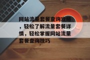 网站流量套餐查询攻略，轻松了解流量套餐详情，轻松掌握网站流量套餐查询技巧
