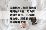 深度解析，如何有效提升网站PR值，助力网站排名攀升，PR值提升攻略，深度解析网站排名攀升之道