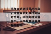 揭秘网站刷流量手机版，流量背后的真相与应对策略，揭秘网络流量黑产，手机版刷流量真相与对策