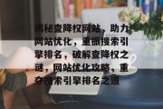 揭秘查降权网站，助力网站优化，重振搜索引擎排名，破解查降权之谜，网站优化攻略，重夺搜索引擎排名之道