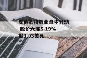 皮德蒙特锂业盘中异动 股价大涨5.19%报9.03美元 皮德蒙特锂业盘中异动 股价大涨5.19%报9.03美元