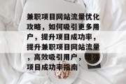 兼职项目网站流量优化攻略，如何吸引更多用户，提升项目成功率，提升兼职项目网站流量，高效吸引用户，增强项目成功率指南