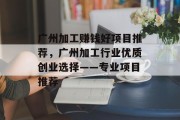 广州加工赚钱好项目推荐，广州加工行业优质创业选择——专业项目推荐