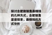 探讨合肥做销售最赚钱的几种方式，合肥销售渠道探索，最赚钱的方式分析