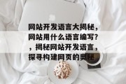 网站开发语言大揭秘，网站用什么语言编写？，揭秘网站开发语言，探寻构建网页的奥秘