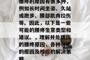 腰疼的原因有很多种，例如长时间坐姿、久站或跑步、腰部肌肉拉伤等。因此，以下是一些可能的腰疼生意类型和建议。，理解并处理你的腰疼原因，各种可能的原因及相应的解决策略