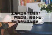 上海开店做什么赚钱？，开设店铺，投资小生意的盈利途径与策略