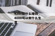 4200做什么赚钱_4000可以做什么生意