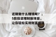 近期做什么赚钱呢？，5款投资理财新项目，让你轻松实现财富增值