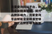 流量查询网站平台，助力企业精准营销，提升品牌影响力，流量查询平台赋能企业精准营销，强化品牌影响力新策略