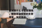 县城做什么小生意赚钱，赚取收益较快的生意项目，淘宝开店