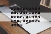 网站如何轻松添加滤镜功能，让你的内容更具视觉魅力，轻松打造视觉盛宴，网站滤镜功能添加指南