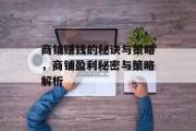 商铺赚钱的秘诀与策略,商铺盈利秘密与策略解析
