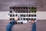 网站获取流量的五大秘籍，让你的网站成为流量高手，网站流量加速秘笈，五大策略助你成为流量大师