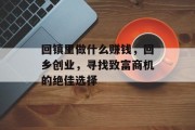 回镇里做什么赚钱，回乡创业，寻找致富商机的绝佳选择