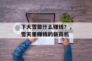 下大雪做什么赚钱?,雪天里赚钱的新商机