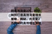 网站月流量2万，揭秘如何打造高效流量增长策略，揭秘，月流量2万网站的高效增长策略
