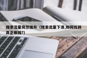 搜索流量突然提升（搜索流量下滑,如何找到真正原因?）