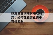 旅游生意该如何赚取利润,如何在旅游业务中获得盈利