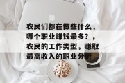 农民们都在做些什么,哪个职业赚钱最多?,农民的工作类型,赚取最高收入的职业分析 农民们都在做些什么,哪个职业赚钱最多?,农民的工作类型,赚取最高收入的职业分析